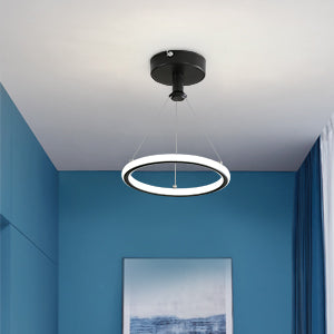 Moderne Led Ring Hanglamp 32W Moderne Led Eettafel Hanglamp Acryl Led Kroonluchter, 220V, 22CM Led Kroonluchter Plafondlamp Voor Woonkamer, Eetkamer, Hal, Café, Bar, Zwart