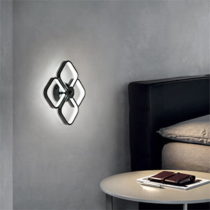 Led-plafondlamp, moderne rechthoekige metalen acryl plafondlamp 32W kroonluchter plafondlamp, dia 24CM kantoorplafondlamp voor slaapkamer, woonkamer, eetkamer, hal zwart