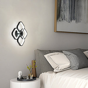 Led-plafondlamp, moderne rechthoekige metalen acryl plafondlamp 32W kroonluchter plafondlamp, dia 24CM kantoorplafondlamp voor slaapkamer, woonkamer, eetkamer, hal zwart