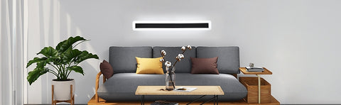 LED-wandlampen, moderne wandverlichtingslamp 22W 6000K, 60CM aluminium zwarte LED-lamp, decoratieve wandlamp voor slaapkamer woonkamer (koel wit licht)
