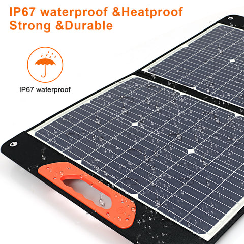 75W opvouwbaar draagbaar zonnepaneel 3 poorten DC/PD 45W/QC3.0/USB Compatibel met de meeste draagbare zonnegeneratoren/krachtcentrales/telefoons/laptops voor reizen/kamperen/camper