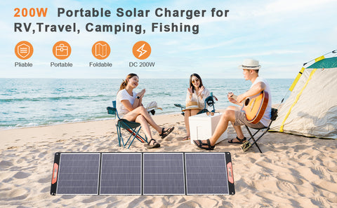 200W monokristallijne draagbare opvouwbare zonnepaneelkit met 1 USB-poorten voor buiten
