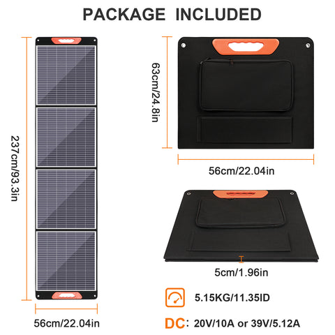 200W monokristallijne draagbare opvouwbare zonnepaneelkit met 1 USB-poorten voor buiten