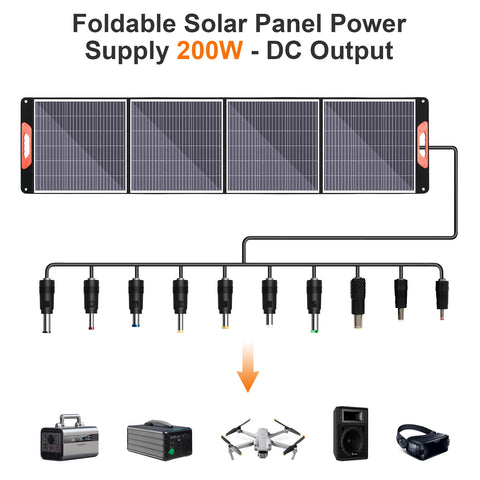 200W monokristallijne draagbare opvouwbare zonnepaneelkit met 1 USB-poorten voor buiten