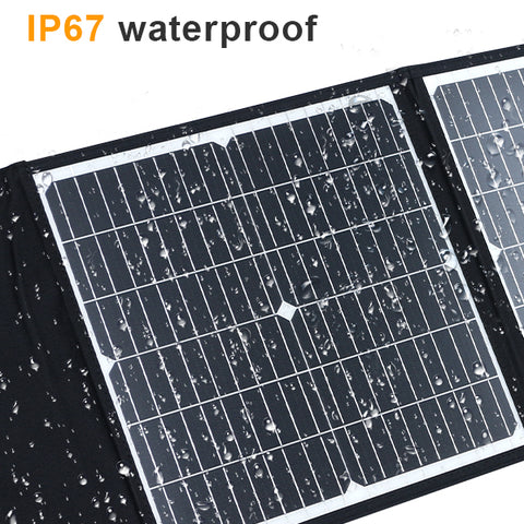 75W opvouwbaar efficiënt MonocBN zonnepaneel, opvouwbare reistas voor buitenoplader met 3 DC / USB / TYPE-C zonnepanelen