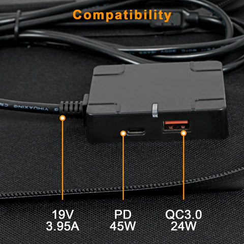 75W opvouwbaar efficiënt MonocBN zonnepaneel, opvouwbare reistas voor buitenoplader met 3 DC / USB / TYPE-C zonnepanelen