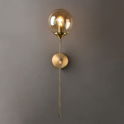Scandinavische moderne glazen wandlamp E14 gouden LED-achtergrondwandlamp voor keuken badkamer binnenverlichting home decor (amber)