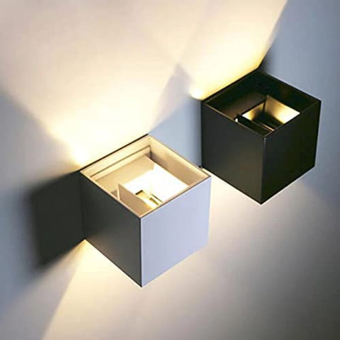 2 stuks buiten LED-wandlampen, 12W binnenwandlampen met verstelbare hoek buitenmuurverlichting, waterdichte IP65 moderne wandlamp voor woonkamer, slaapkamer (zwart) warm wit 3000K