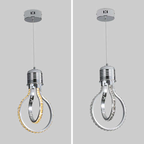 Moderne kroonluchter, LED-kristallen plafondlamp 21w 3000k, aluminium hanglamp voor slaapkamer keuken eetkamer bar gang tentoonstellingshal, in hoogte verstelbaar