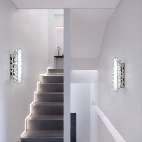 LED-wandlamp, moderne kristallen wandlamp, lineair ontwerp, 6000K koud licht binnenwandverlichting, voor badkamer woonkamer slaapkamer keuken gang restaurant