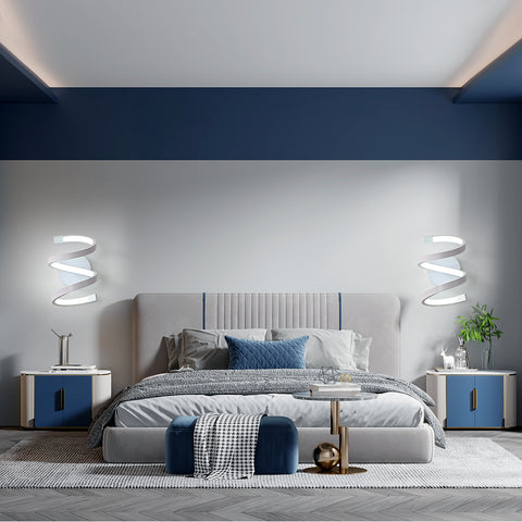LED-wandlamp voor binnen, 18W witte spiraalvormige wandlamp, moderne wandlamp voor slaapkamer, gang, kantoor, koud wit licht 6500K