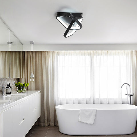 Moderne LED-plafondlamp 24W, 2 schuine vierkante plafondlampen in aluminium, zwart metalen plafondlamp, voor gangingang balkon, koel wit licht / 6500K