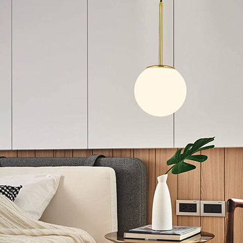 LED Slaapkamer Nachtkastje Kroonluchter Nordic Enkele Kop Persoonlijkheid Glazen Bol Plafondlamp Postmoderne Eenvoudige Creatieve Hanglamp Thuis Eetkamer Decoratie Binnenverlichting (lamp niet inbegrepen)