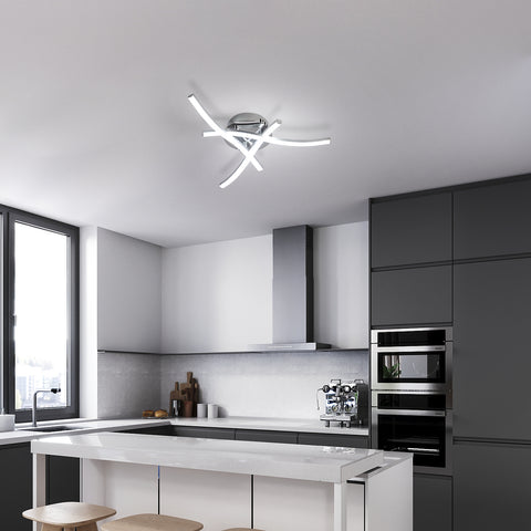Dimbare LED-plafondlamp, plafondlamp met afstandsbediening, 18W moderne rimpelontwerp kroonluchterlamp voor slaapkamer woonkamer hal