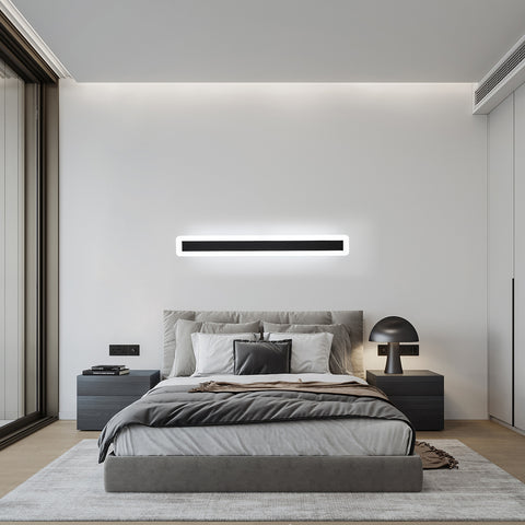 LED-wandlampen, moderne wandverlichtingslamp 22W 6000K, 60CM aluminium zwarte LED-lamp, decoratieve wandlamp voor slaapkamer woonkamer (koel wit licht)