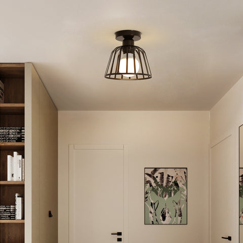 Retro industriële metalen plafondlamp, vintage plafondlamp, E27 plafondverlichting, voor hal, woonkamer, slaapkamer, café, restaurant, kamer (lamp niet inbegrepen)