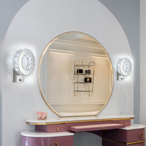 LED-wandlamp voor binnen, kristallen wandlamp, 9W koel wit licht 6000K modern design decoratie wandlamp voor woonkamer slaapkamer hal badkamer 24x20x10CM