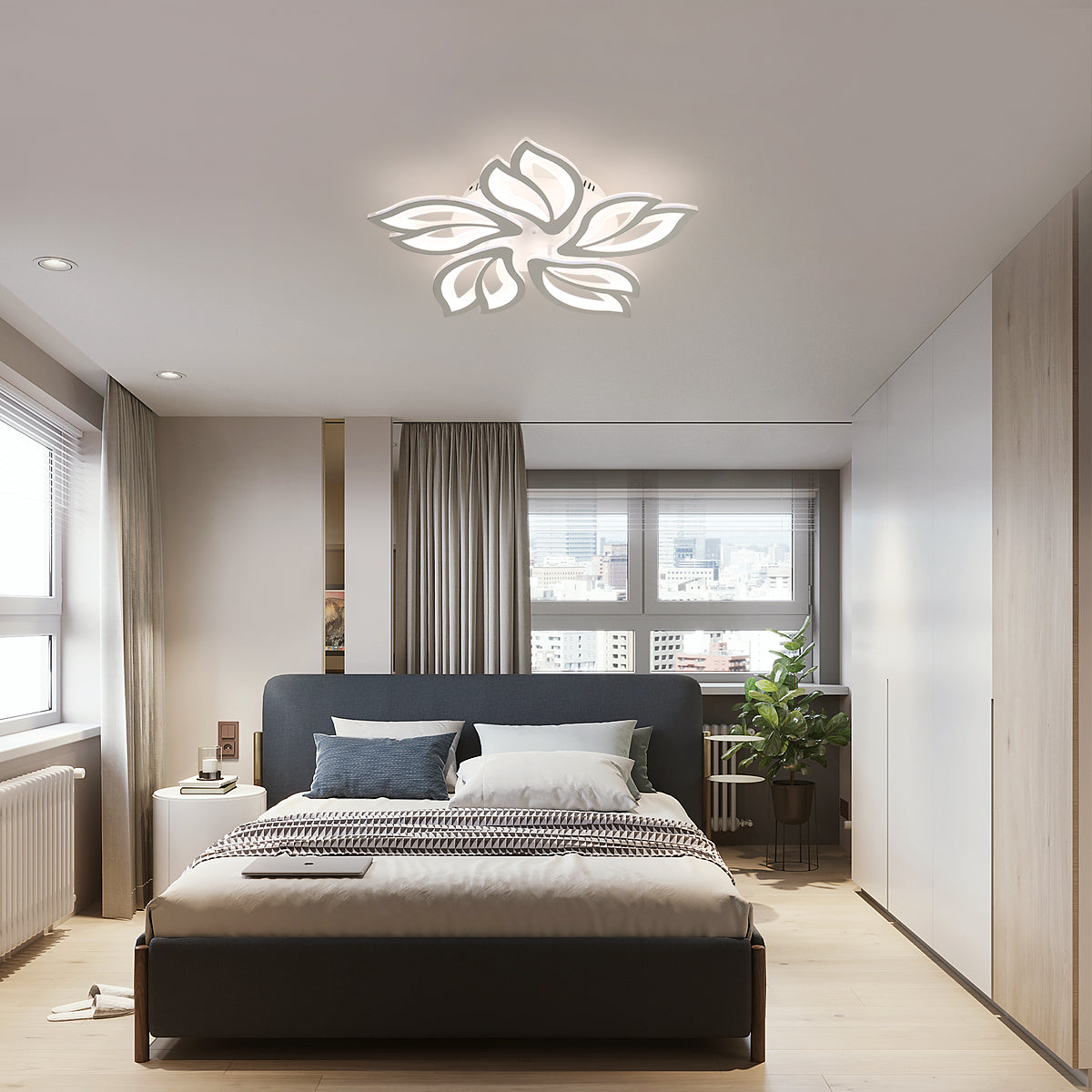 Plafonnier LED Dimmable, Creative Fleur de Forme Lampe de Plafond Moderne Lustres LED