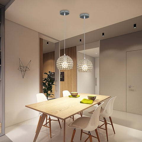 Moderne kristallen kroonluchter Moderne kroonluchter hanglamp E27 chroom hanglamp met 120 cm verstelbare kabel geschikt voor keuken, slaapkamer, kantoor, woonkamer (lamp niet inbegrepen)