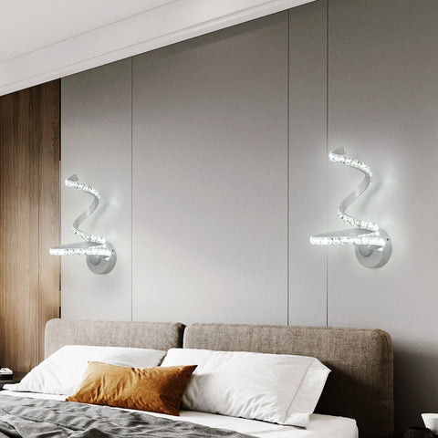 Kristallen wandlamp, 18W LED-wandlamp voor binnen, Scandinavische kristallen wandlamp decoratie voor slaapkamer, nachtkastje, koel wit