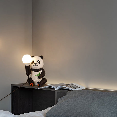 Hars Panda Design tafellampen, modern creatief nachtlampje met plug-in snoer, dieren LED-bureaulamp, woondecoratie bedlampje