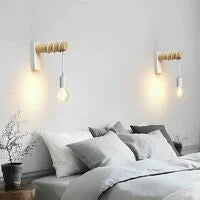 1 st Europese stijl witte wandlamp slaapkamer studie bedlampje retro wandlamp hout kunst decoratie wandlamp zonder lamp
