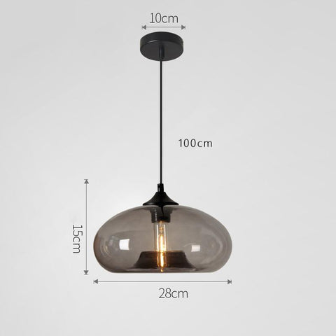 Moderne glazen hangende kleurrijke hanglamp voor woonkamer, bar, keuken, restaurant, café, eetkamer, Scandinavische huisverlichtingsarmaturen (houtskoolgrijze kleur)