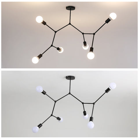 E27 plafondlamp, meerkoppige kroonluchters, zwarte moderne verlichting voor woonkamer, slaapkamer