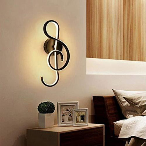 Moderne LED-wandlamp Creatieve binnenwandlamp, muzieknootvorm, 22W LED-strip Minimalistische aluminium kunstdecoratie voor slaapkamer, trap, woonkamer, café, 3000K zwart