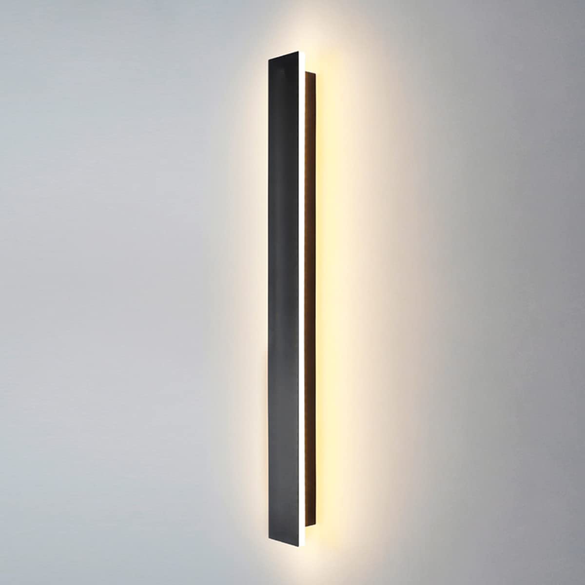 LED-buitenwandlamp, waterdichte minimalistische zwarte wandlamp, 3000K warm licht, 12W, IP65-bescherming, acryl- en ijzermateriaal, voor binnen- en buitenverlichting