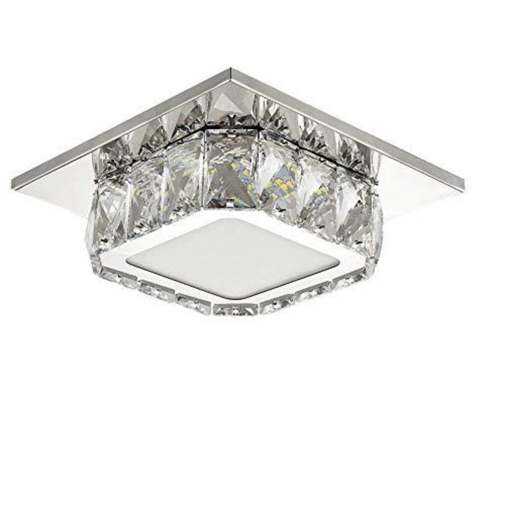 LED Plafonnier Cristal, Lampe de Plafond Cristal, Lustre en Cristal 12W pour couloir, chambre à coucher, cuisine, chambre d'enfant 6000K (Wihte Froid ) (Couche unique)