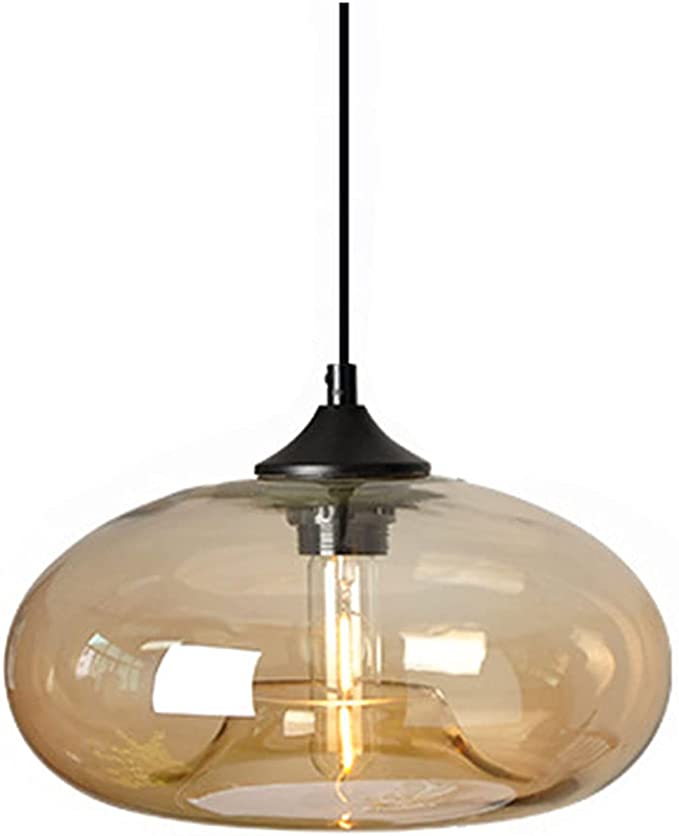 Moderne glazen hangende kleurrijke hanglamp voor woonkamer, bar, keuken, restaurant, café, eetkamer, Scandinavische huisverlichtingsarmaturen (amberkleur)