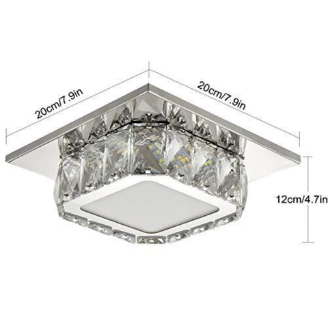 LED-kristallen plafondlamp, kristallen plafondlamp, 12W kristallen kroonluchter voor hal, slaapkamer, keuken, kinderkamer 6000K (bij koud) (enkele laag)