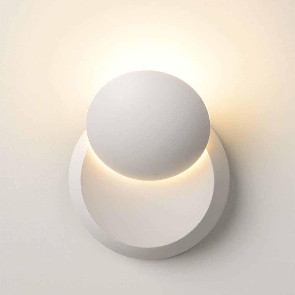 Moderne LED-wandlamp 2 ronde wandlamp warm wit 3000K voor slaapkamer, woonkamer, hal, ingang wit