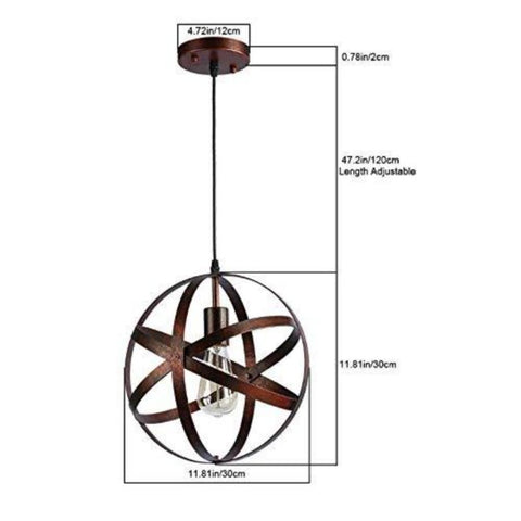Vintage hanglamp, retro kroonluchter plafondverlichting, E27 industriële plafondverlichting voor restaurant bar eetkamer lichtarmatuur 30cm