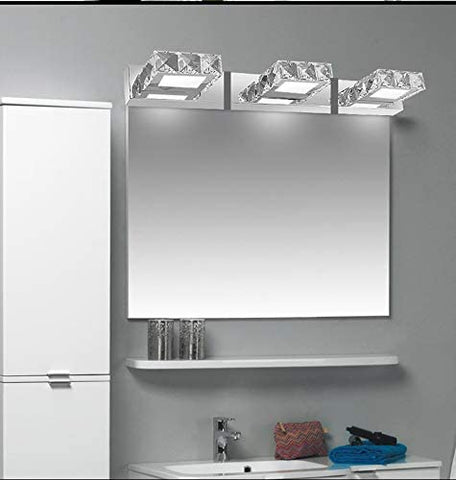 Wandlamp koplampen kristallen spiegel LED 3W 5500k roestvrij staal acryllamp IP44 waterdicht en anti-condens (zilver), 16x5cm