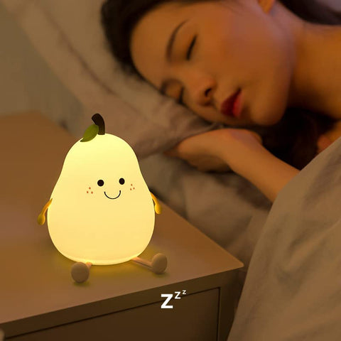 Forme Poire Créative Veilleuse Enfant avec Fonction Minuterie, 7 Couleurs Lumière LED