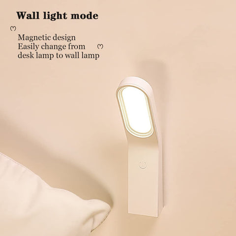 LED-bureaulamp, dimbare bedlamp, 10 helderheidsniveaus, flexibele oogbescherming met aanraakbediening, bureaulamp met USB-poort, magnetische designwandlamp