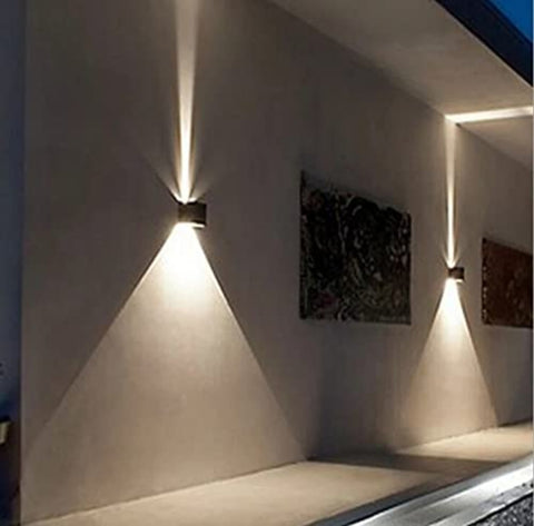 2 stuks buiten LED-wandlampen, 12W binnenwandlampen met verstelbare hoek buitenmuurverlichting, waterdichte IP65 moderne wandlamp voor woonkamer, slaapkamer (zwart) warm wit 3000K