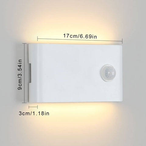 12W buitenwandlamp met bewegingssensor, IP65 wit vakmanschap mat ontwerp buiten/binnen aluminium wandlamp, acryl wandlamp voor balkon, trap, tuin, garage, 3000K
