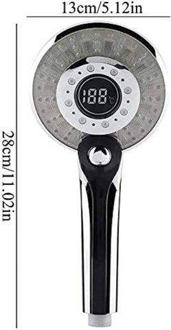 LED-douchekop, LED-douchekop 3 kleuren Temperatuurregeling Handdouche met digitaal temperatuurdisplay Waterbesparende douche 3 modi
