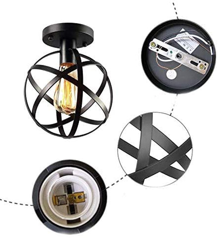 Vintage plafondlamp, E27 retro plafondlamp, industriële hanglamp voor woonkamer slaapkamer café bar restaurant