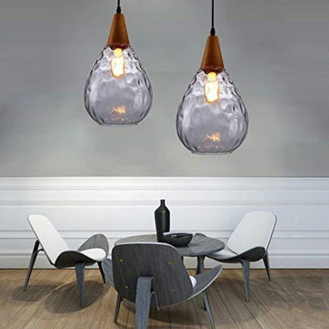 Moderne kroonluchters hanglamp, E27 in hoogte verstelbare retro kroonluchter, druppelvorm, glazen lampenkap, plafondlamp