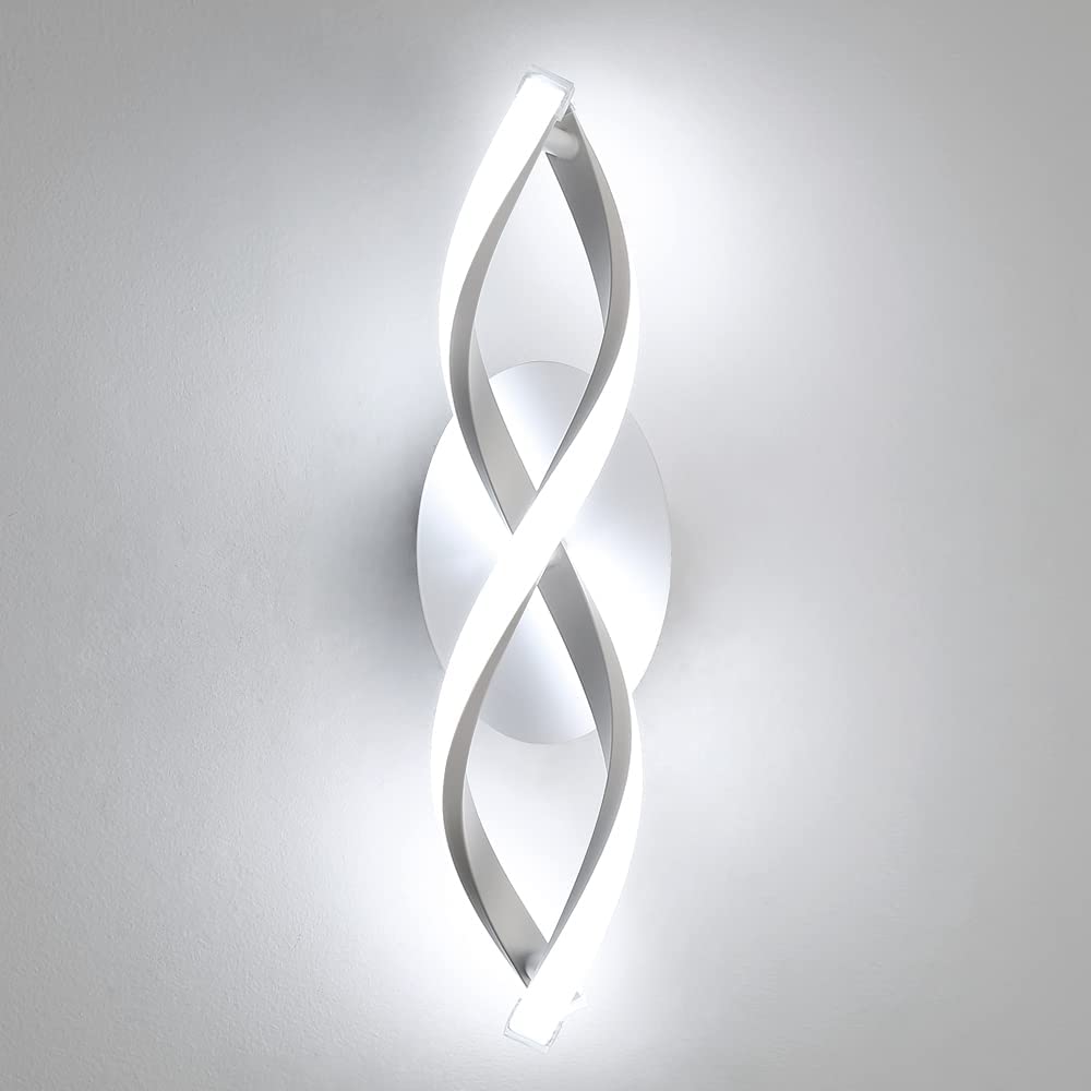 Binnenwandlamp, moderne led-wandlamp 16W 1800LM, koel wit 6500k, gebogen design wandlampen voor slaapkamer trappen woonkamer