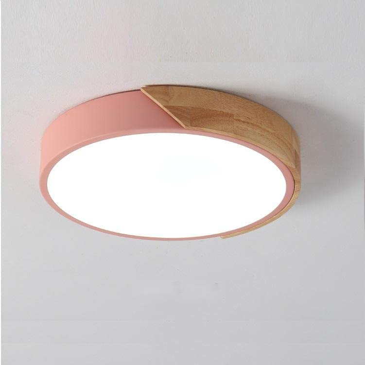 LED Plafonnier, 24W plafonnier bois Moderne Rond Blanc Froid 6000K Ø30*5CM Chambre la Cuisine le Salon le Balcon et le Couloir