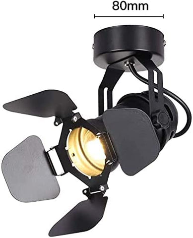 GOECO industriële retro plafondlamp in zwart metaal, LED-plafondspot, verstelbare vintage binnenwandlamp, retro vintage plafondlamp E27 plafondspots voor bar, café, woonkamer