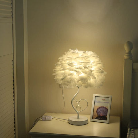 Feather LED-bureaulamp met afstandsbediening, moderne eenvoudige decoratieve tafellamp, creatief bedlampje nachtlampje, geschikt voor kinderkamer studeerbureau