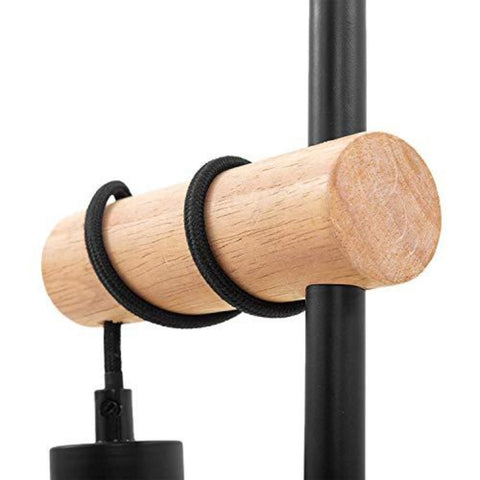 Tafellamp, retro design leeslamp, hout en metaal, kantoor- en slaapkamerverlichting, bedlamp, voor E27 LED-lamp 10W Max (zwart)