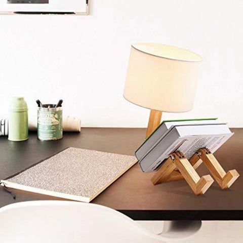Moderne robotvorm creatieve tafellamp houten LED-bureaulamp slaapkamer woonkamer studeerkamer nachtkastje opvouwbaar nachtlampje E27
