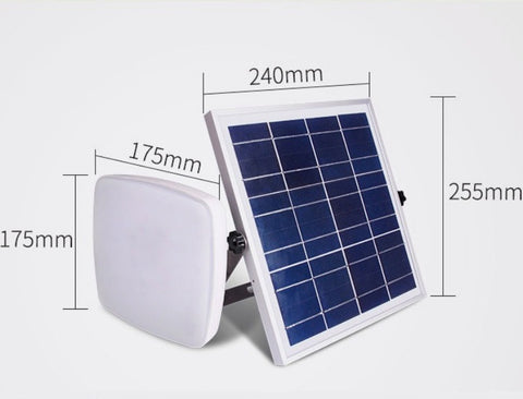 Plafondlamp op zonne-energie, 6000K wit licht, lichtbediening/afstandsbediening/radarsensor, verlengsnoer van 5 m